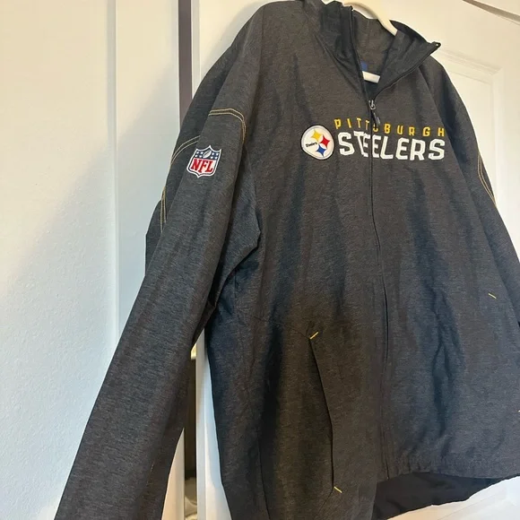 Reebok Pittsburgh Steelers Gray Windbreaker Jacket Size XL - Picture 4 of 8